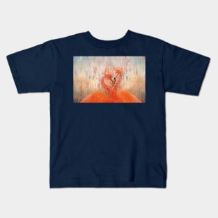 Flamingos. Sunrise on the lake. Kids T-Shirt